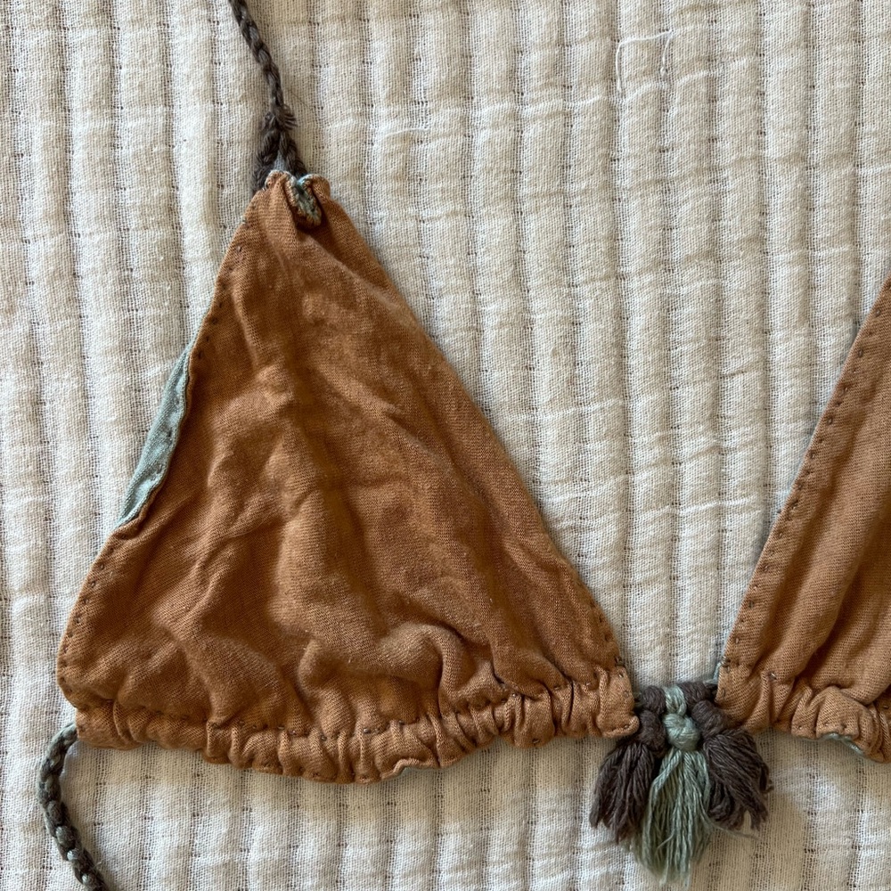 RUN WITH THE TRIBE Handmade Hand Sewn Reversible Triangle Bikini Top S